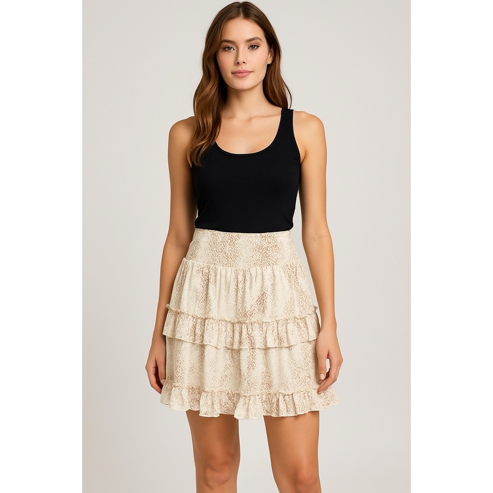 Altar'd State Women's Tiered Ruffle Skirt Cottage, Core, Romantic Snake Boho M